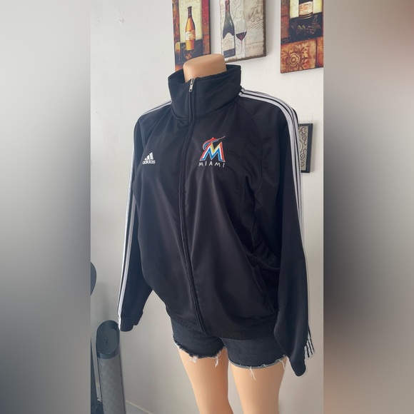 NWT ADIDAS MARLINS MIAMI BLACK ZIP CLOUSURE IN FRONT SIZE L(14-16) Jr (6) - Picture 5 of 9